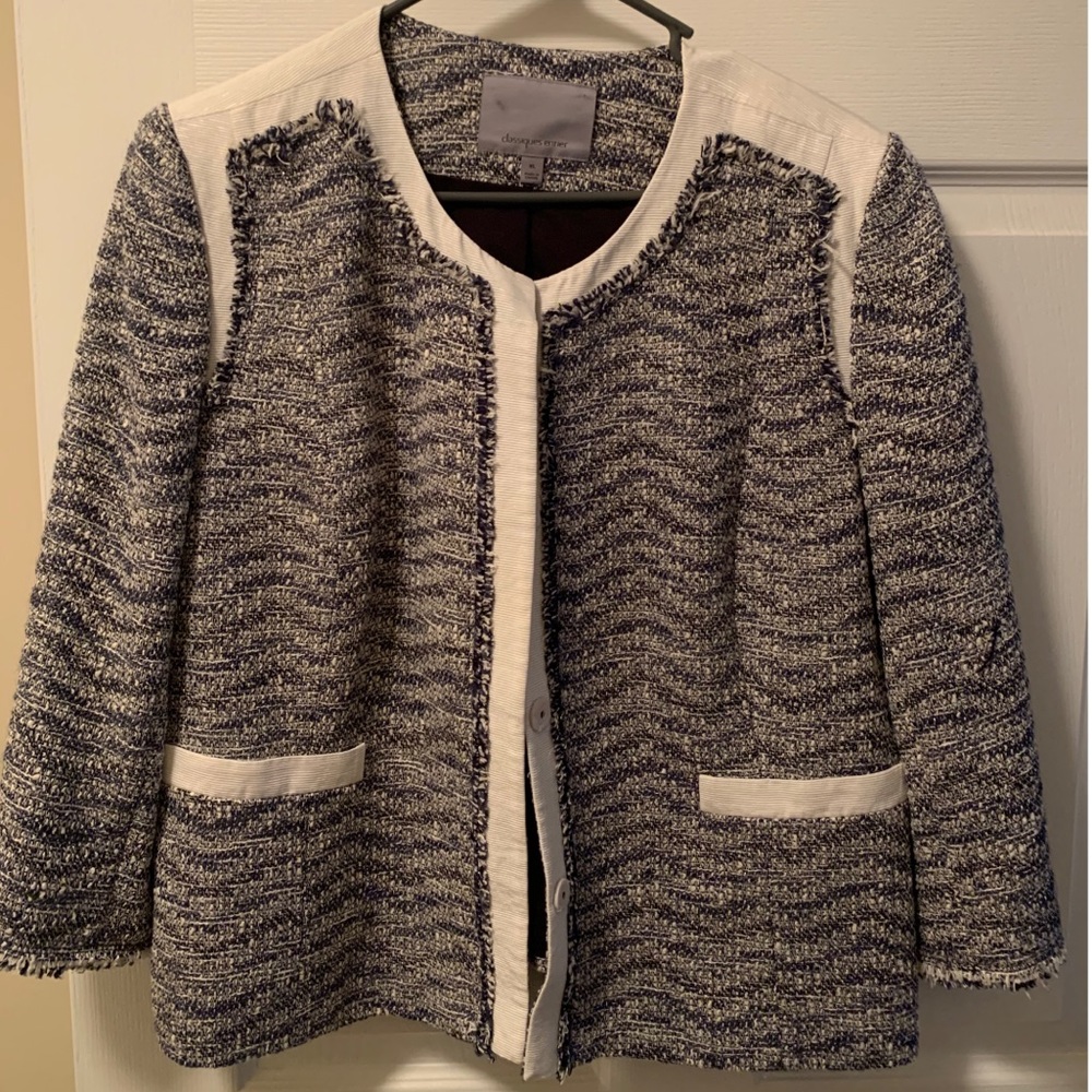 Blue and White Tweed Blazer